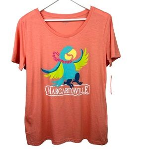 Margaritaville Women’s L Short Sleeve T-Shirt Top Orange Beach Coverup NWT